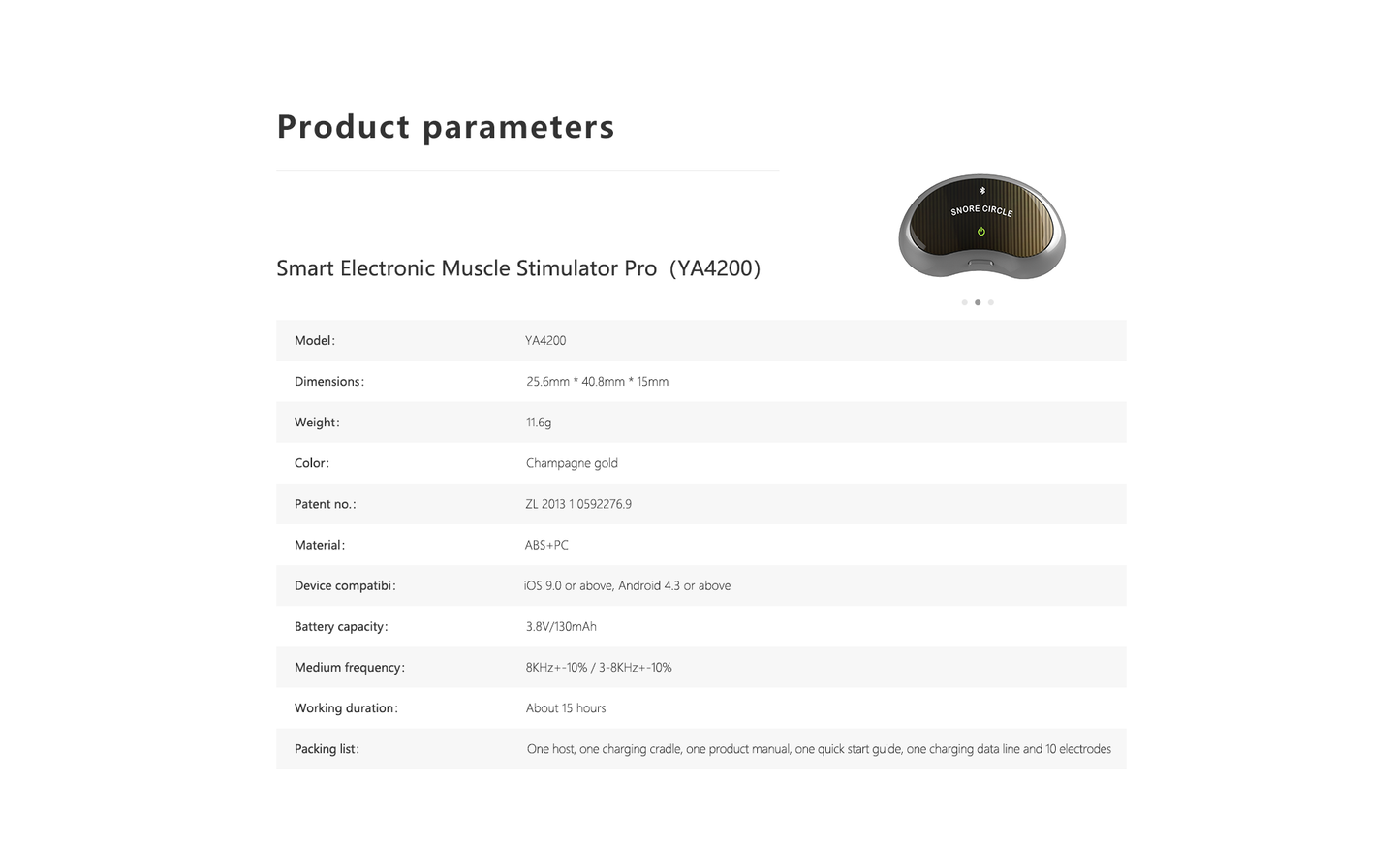 Snore Circle YA4200 Electronic Muscle Stimulator Plus